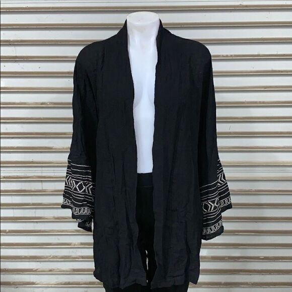 Long sleeve open front kimono with embroidery - Picture 3 of 7